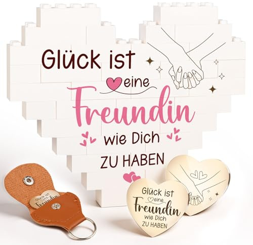 Giftota Beste Freundin Geschenke zum Geburtstag Herzförmige Bausteine und Glücksbringer, Geschenke für Frauen, Geschenk für Freundin - Geburtstagsgeschenke für Freundin