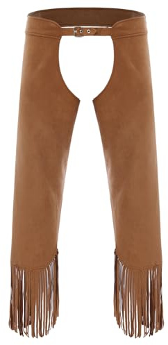 Alvivi Pantalon De Cow-Boy à Franges Femme Chaps De Cow-Girl Pantalon Danse Hippie Costume Performance Carnaval Halloween Marron M