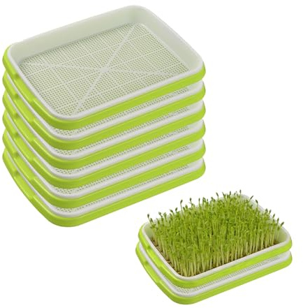 eupdd 8 Piezas Bandejas para Germinación de Semillas, 34x25 cm / 22x14 cm, para Frijoles Mungo, Alfalfa, Pasto de Trigo, Plástico, Verde y Blanco, para Jardineros en Casa y Oficina