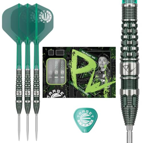 Target Japan Prime Series PW G3 Steel Tip Darts with Kflex, 23G | 90% Tungsten Dart Set, K-Flex Flights and Shafts No.2, Swiss Nano Point Tips, Tan Phuay Wei Gen 3