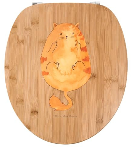 Mr. & Mrs. Panda Motiv WC Sitz Katze Mittelfinger - Geschenk, Katzen, Klodeckel, Cats, Klobrille, Toilette, Tiger, Cat, Toilettendeckel, Kater,