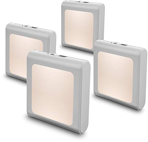 MAZ-TEK Plug in Dimmable Led Night Light with Auto Dusk to Dawn Sensor, Soft Warm White Nightlights for Hallway,Bedroom, Kids Room, Kitchen, Stairway, 4 Pack