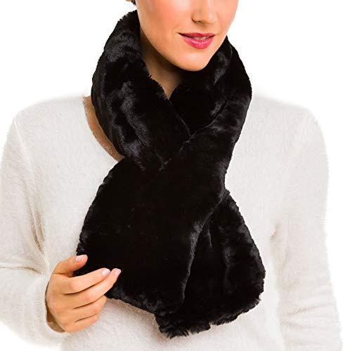 MELIFLUOS DESIGNED IN SPAIN Fur Collar Scarf for Women Faux Fur Scarves Neck Shrug for Fall Winter Coat Dress (FC03-11)