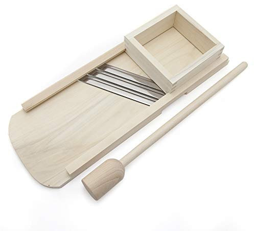 Holzfee Krauthobel Set Holz Gemüsehobel 66 x 24 cm Buchenholz + Krautstampfer 60 cm