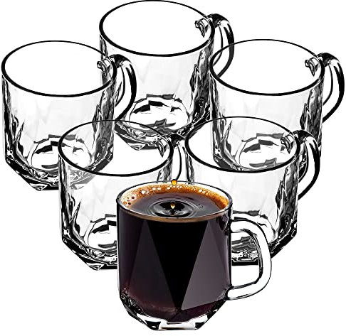 KADAX Gläser mit Griff für Tee und Kaffee, Teegläser aus dickem Glas, Glastassen für kalte und heiße Getränke, Gläserset für Tee, Kaffee, Wasser (Frida 300ml / 6er Set)