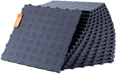 VEVOR Baldosas de Garaje Entrelazadas 25 Piezas Baldosas de PP para Suelo de Garaje 305 x 305 x 13,4 mm Textura Antideslizante de Doble Cara, para Garajes, Sótanos, Talleres de Reparación, Gris