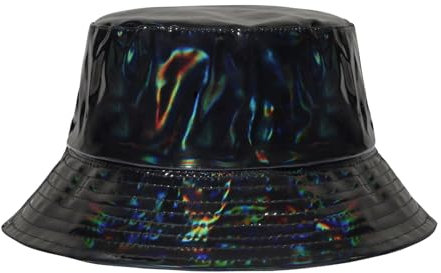 MILAKOO Schwarzer Wasserdichter Regenhut für Frauen Wendbarer Eimer Hut Breite Krempe Cap Punk Hip Hop Style