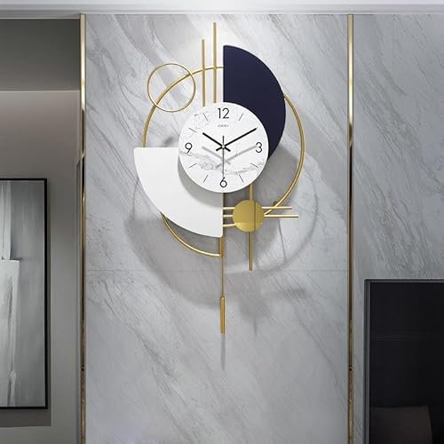 ClockUniverse Decorative Gold Wall Clock with White & Black Large Pendulum 42 x 77 cm – with Silent Sweep Movement – Modern and Classic Wall Decor for Home & Office