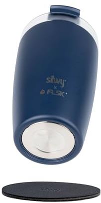 Silwy® Tazza termica magnetica TO GO MIDNIGHT con cuscinetto in gel nano in metallo – tazza da caffè/tè di alta qualità in acciaio inox, a prova di perdite, mantiene le bevande calde per 3 ore – per