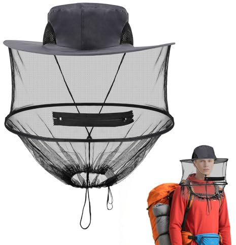 Moskitonetz Hut, Mückenhut, Imkerhut Kopf Hut, Hut mit Moskitonetz, Sonnenschutz, Faltbar, für Outdoor Wandern Camping Angeln Gartenhut, Unisex-Erwachsene (B)