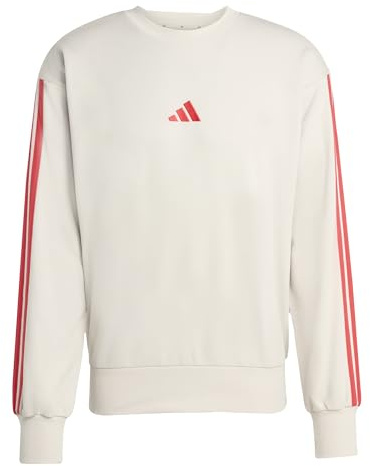 adidas Herren Essential Three Stripes French Terry Sweatshirt, Wonder Alumina/Pure Ruby, M