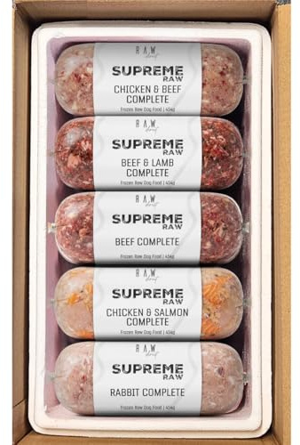 RAW DIRECT Supreme Raw Frozen BARF Dog Food - 454g Rolls - Variety Flavours – Box of 10, 20, 30 Rolls - Premium Natural Barf Diet - High-Protein, Grain-Free & Nutrient-Rich (10, NO TRIPE MIX)