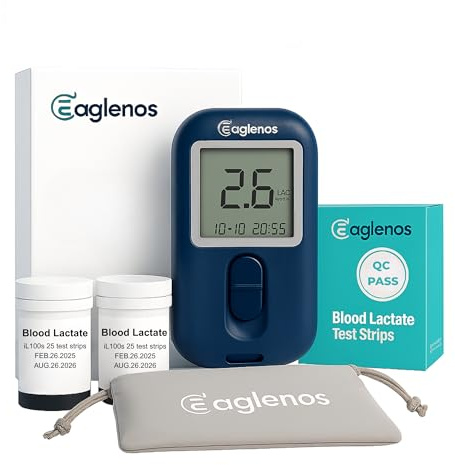 Lactate Meter for Athletes – 0.8µL Sample, 10s Result, Bluetooth Sync, 800-Test Memory, for Sports Performance Tracking(50 test strips included, batteries not included)