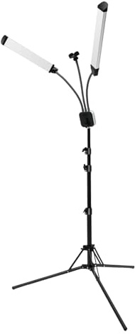 Stabile treppiede telescopico, lampada a LED a doppio braccio, con clip universale per smartphone, 3000 – 6000 K, lampada a doppio braccio, regolabile per trucco, ciglia, sopracciglia, illuminazione