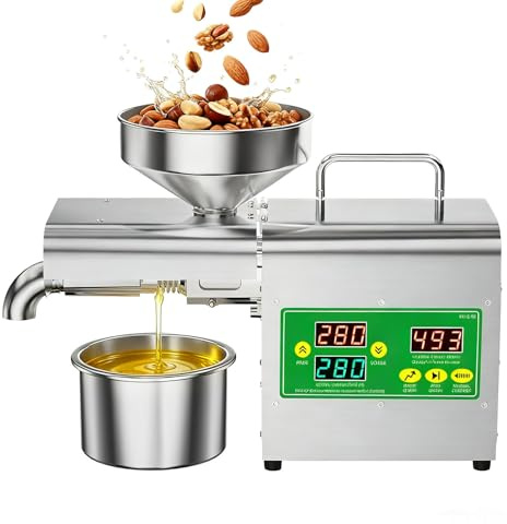 Pressa per olio, 800 W, con display digitale, doppia pressa a freddo e a caldo, in acciaio inox, per arachidi, sesamo, noce