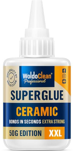 WoldoClean Sekundlim för Porslin & Keramik 50g - Diskmaskinssäker & Livsmedelssäker, Extra Starkt Lim för Koppar, Vaser, Stengods & Figurer, Torkar Transparent