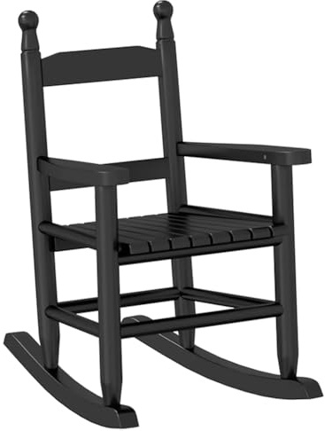Qnhdfrt Mecedora para niños, columpio infantil de madera maciza de álamo, cómoda silla infantil para jardín y habitación de los niños, resistente sillón relax negro, 36 x 46,5 x 57 cm
