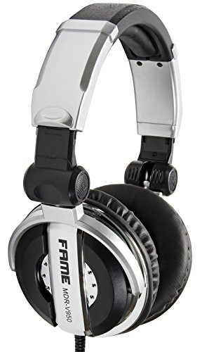 Fame Audio MDR-V950 DJ Kopfhörer, Ohrumschließend, Geschlossenes System, 50Hz-20KHz Frequenzgang, Faltbar, Klappbare Ohrmuschel, 6,3 mm Adapter, Tasche, Silber