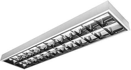 GTV - LED Rasterleuchte 2x150cm T8 Anbau - Leuchten Rasteranbauleuchte Stahlblech vorverdrahtet für Led Röhren Büroleuchte Deckenleuchte Deckenlampe Bürolampe (Ohne Leuchtmittel)