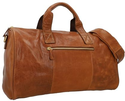 Gusti Reisetasche Leder - Hall Damen und Herren Sporttasche Boardtasche Umhängetasche Schultertasche Riementasche Ledertasche Reisegepäck Handgepäck Braun Leder