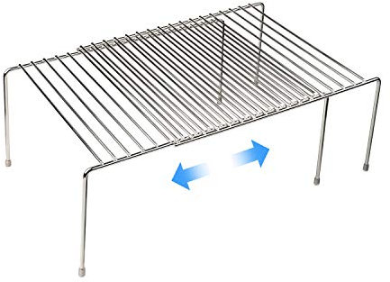 Tomorotec Erweiterbarer Küchenregal Organizer für Küchenschrank und Arbeitsplatten aus Edelstahl, Küche Schrankeinsatz, Gewürzregal, Robustes Edelstahlregal, verstellbares, langlebiges Regal