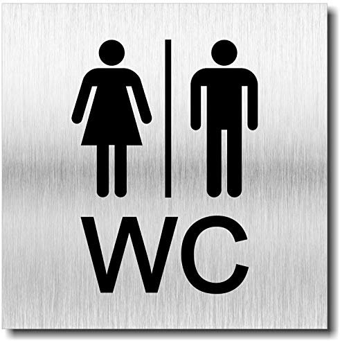 WC Schild Selbstklebend Damen Herren UV Druck 12 x 12cm - 3mm Aluverbund - Made in Germany Art.Nr. 2000
