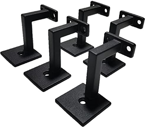 Langdoly Square Handrail Brackets for Staircase Stair Railing Brackets with Screws (Pack of 5) (Textured Black)