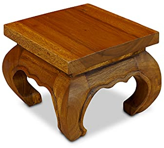 Mesa auxiliar mediana de madera de acacia, mesa auxiliar de madera maciza de acacia, podio de flores en diferentes tamaños (marrón, mediano)