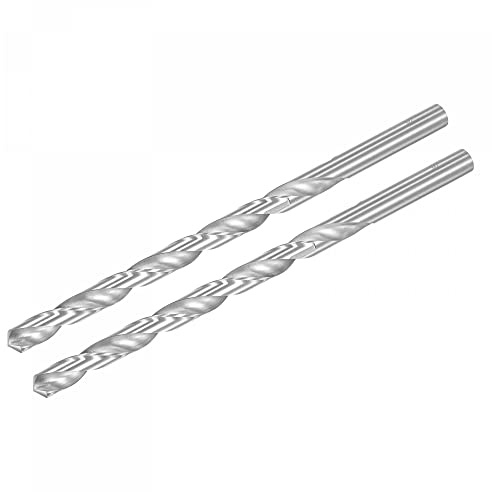 sourcing map HSS(High Speed Steel) Extra Long Twist Drill Bits, 10mm Drill Diameter 200mm Length for Hardened Metal Woodwork Plastic Aluminum Alloy 2 Pcs