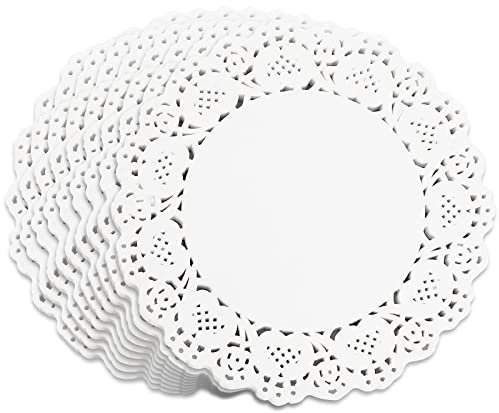 Vin Beauty 150 Pieces Paper Doilies - 8.5 inch White Lace Round Paper Doilies for Buffet, Cake, Fried Food, Party, Wedding Tableware Decoration