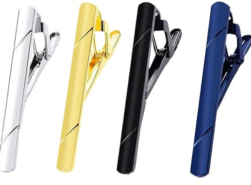 WSNDM Krawattenklammern, 4 Stück Klassische Herren Krawattennadel Set, Krawattenzubehör, für Geschäft, Termin, Hochzeitstag und Alltag, Beste Geschenk für Ehemann und Vater (4 Stück)