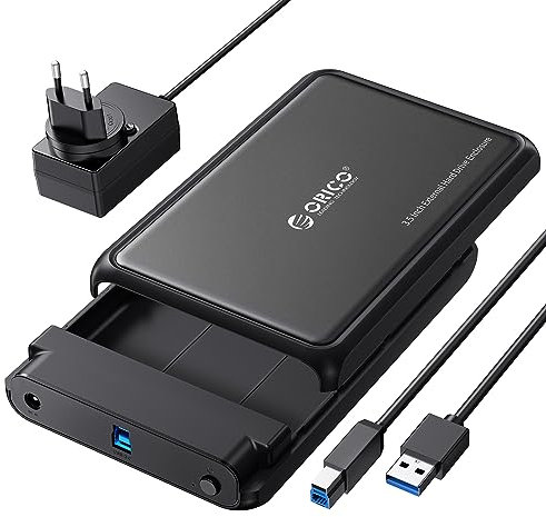 ORICO Festplattengehäuse 3.5 Zoll USB 3.0 Externes HDD Gehäuse für 2,5/ 3,5 SATA HDD und SSD Maximal 20 TB, Unterstützt UASP, 12 V/ 2A Netzteil (DDL35U3)
