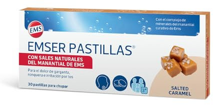 EMSER PASTILLAS | Sales Naturales | Manantial de EMS | 30 pastillas | Dolor garganta e irritación por tos | Salted Caramel