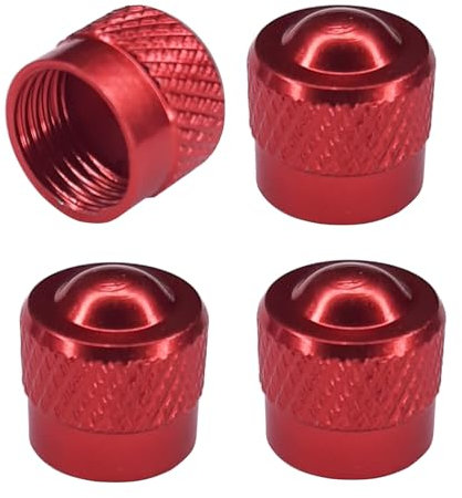 cyclingcolors 4X Ventilkappen Ventildeckel Auto Motorrad Fahrrad Ventilabdeckung Radventilkappen Reifenventilkappen Autoventil-Kappen Aluminium, Rot