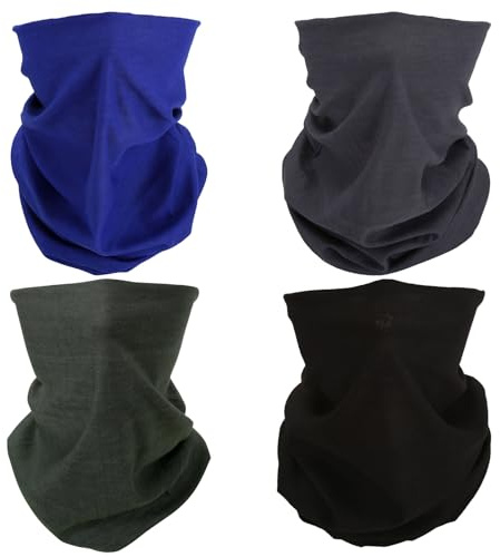 SMEHCF 4 Multipurpose Bandanas for Women Men Headband Balaclava Hair Head Scarf Face Half Airsoft Paintball Mask Neck Gaiters Breathable Reusable Washable Black Grey Blue Army Green