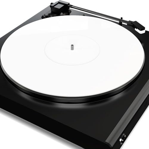 Alfombrilla para Tocadiscos, Alfombrillas Acrílicas para Tocadiscos, Alfombrillas Antideslizantes de Vinilo, Alfombrilla Antideslizante para Platos de Discos (WHITE)