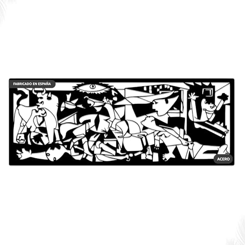 Stracci Cards Cuadro Metálico Guernica para Pared en Acero | Decoración Moderna Industrial Blanco y Negro | Arte Abstracto Inspirado en Picasso para Salón, Dormitorio, Oficina y Hogar | Minimalista