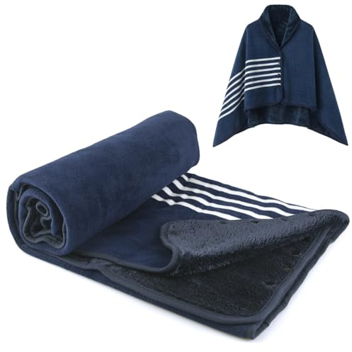SIVENKE Poncho Femme 3-en-1 Réglable Multiway Surchauffé avec Boutons – Plaid Polaire à Carreaux pour Maison, Bureau, Voyage – Idéal Cadeau Noël