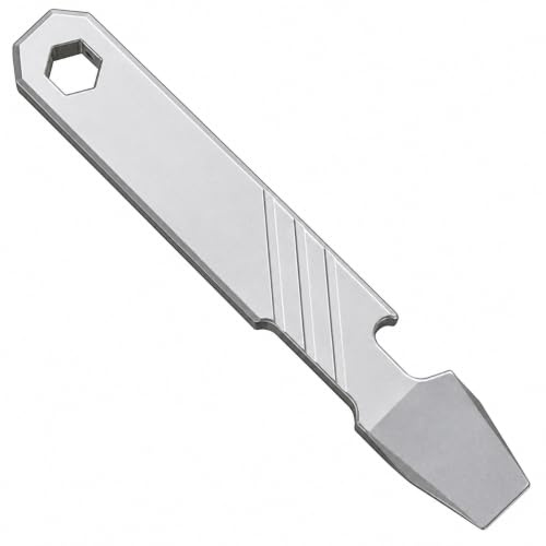 Outil de levier EDC en titane – Prybar de poche de 10,2 cm avec décapsuleur, tournevis à tête plate, ouvre-boîte et grattoir – Outil multifonction compact pour un transport quotidien