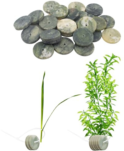 KeaJuidy 30 unidades de pesos para plantas acuáticas para acuario, anillo fijo con brida de mármol verde, 6 g, anclaje para plantas, pesos para plantas acuáticas, soporte para plantas, 25 mm de