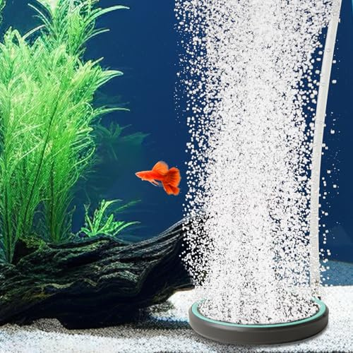 boxtech Piedra de aire para pecera de acuario, kit de burbujas de acuario de 3.2 pulgadas, difusor de oxígeno silencioso de alta disolución, piedra aireadora de nano oxígeno con accesorios para