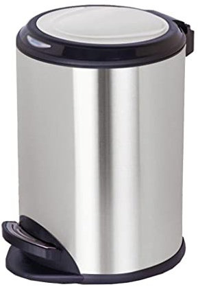 10L Stainless Steel Pedal Trash Can, Round Kitchen & Bathroom Waste Bin with Lid, Small Garbage Bin for Home, Easy Step-On Operation, Stylish Design
