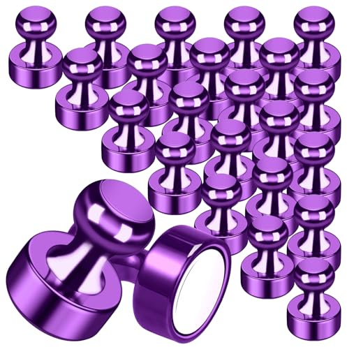 GOOZADA 24Pcs Cute Magnets Fridge Purple Strong Refrigerator Magnet Small Magnets for Whiteboards,Classroom,Locker,Kitchen Accessories,Purple Office Decor