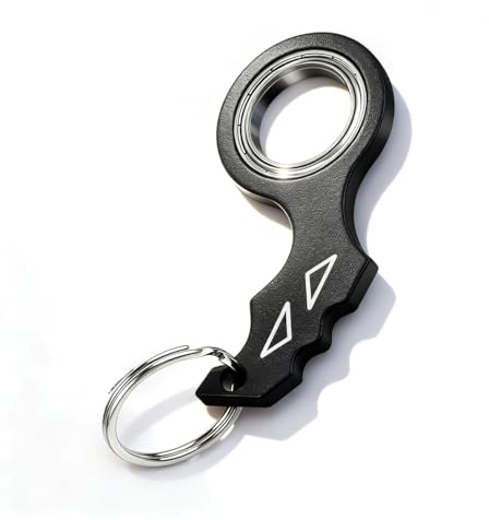 Nyckelring Spinner Keyring Bärbar Finger Spinner Nyckelring Ring Fidget Spinner för fingerträning, barn och vuxna Ångestlindring nyckel Spinner Svart
