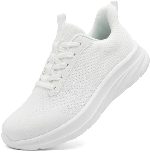 DimaiGlobal Sneakers Uomo Scarpe da Ginnastica Scarpe Running Corsa Camminata Tennis Fitness Sportive Palestra Leggeri e Traspiranti Casual Slip-On 42EU Bianco
