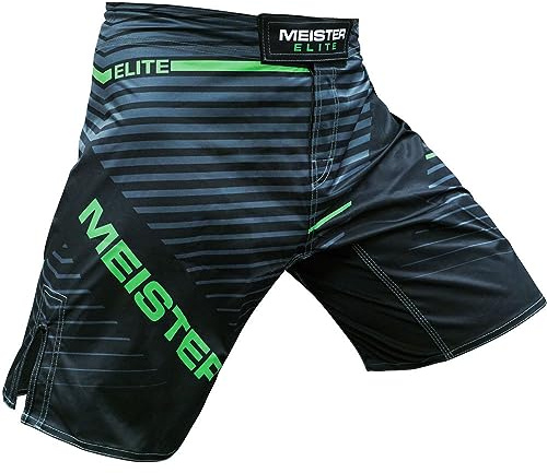 Meister Elite Flex Pantalones Cortos de Tablero de Luchador para Entrenamiento MMA y Ejercicios de Gimnasio - Verde Livewire - Mediano (32-33)