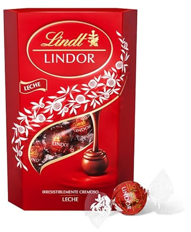 Lindt bombones LINDOR CORNET chocolate con leche, delicioso bombón con interior de chocolate cremoso, 337 g, aproximadamente 26 bombones