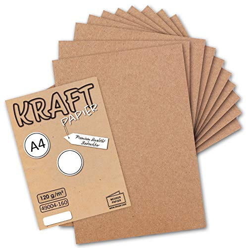 Vintage kraftpapper DIN A4 120 g/m², brunt återvunnet papper, 100 % organiskt skrivpapper