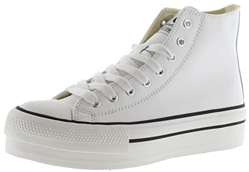 victoria Botines para Niñas Tribu Efecto Piel & Doble Plataforma | Botines Niña Resistentes y Duraderas | Zapatillas Botín con Suela de 4cm Blanco 31
