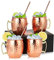 BVHOTO Moskau-Mule-Becher, 4er-Set, 4 x 18 oz Kupferbecher, 4 x Strohhalme, Edelstahl und verkupferte Moskau-Mule-Becher, gehämmert und handgefertigt, für Zuhause, Bar, Party